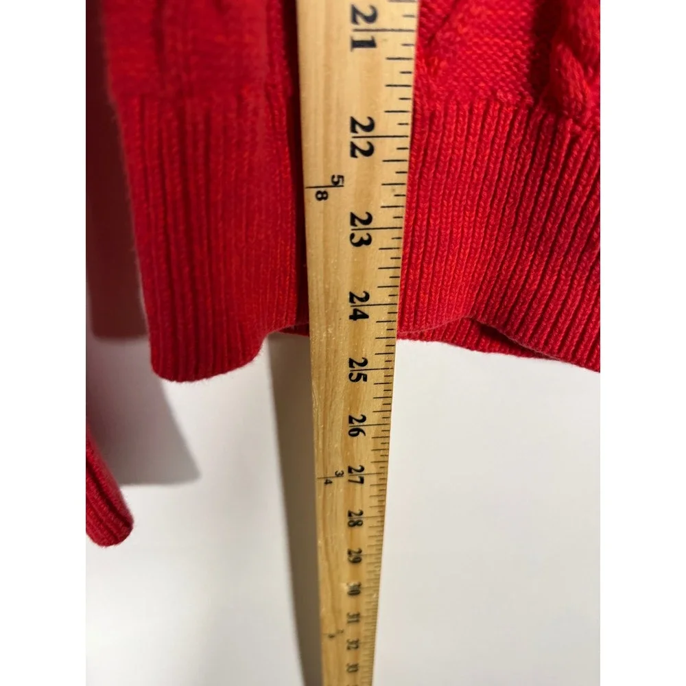 Gap Red Cable Knit Sweater Mens Medium Crew Neck Raglan Long Sleeve Pullover